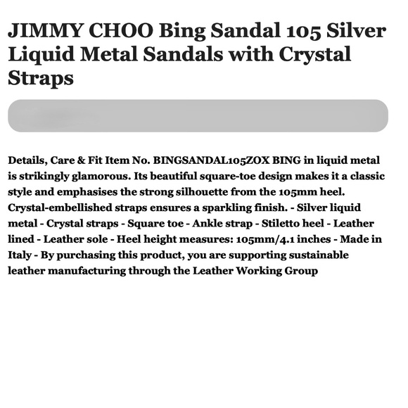 Jimmy Choo Silver 105mm Crystal Embellished Bing Sandals / Heels US9/IT39 - Picture 8 of 12